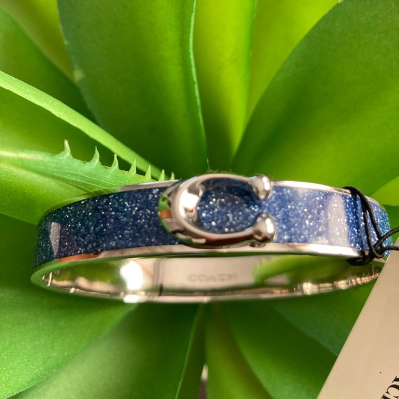 Coach Blue Glitter Hinged Bangle Bracelet - Picture 1 of 10